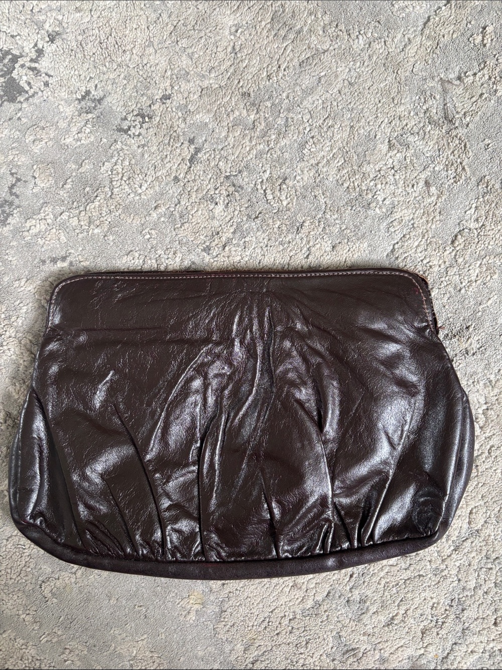 VTG Leather Clutch Bag in Dark Brown
